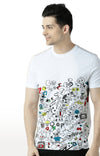 Huetrap White Mens Short Sleeve Graphic Printed Tshirt-HT16MKGRAWHT00376