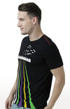 Huetrap Black Mens Short Sleeve Graphic Printed Tshirt-HT17MKGRABLK01046