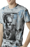 Huetrap Grey Mens Short Sleeve Graphic Printed Tshirt-HT15MKGRAGML00065