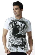 Huetrap White Mens Short Sleeve Graphic Printed Tshirt-HT12MKGRAWHT00065