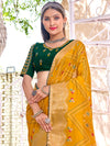 Saree Mall Women's Cotton Blend Mustard Printed Designer Saree With Blouse Piece-RADHE40379