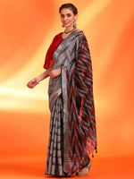 Saree Mall Women's Cotton Blend Grey Printed Designer Saree With Blouse Piece-RAGINI102