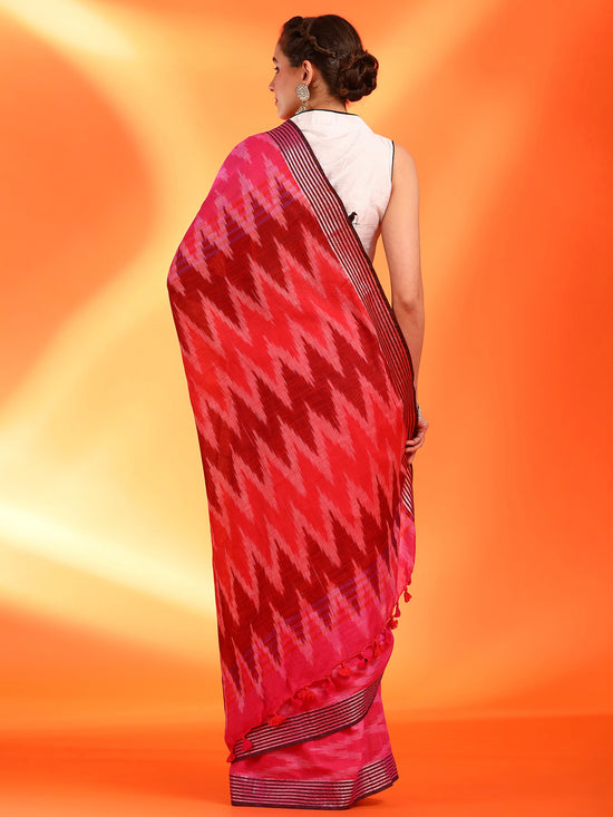 Saree Mall Women's Cotton Blend Pink Printed Designer Saree With Blouse Piece-RAGINI108