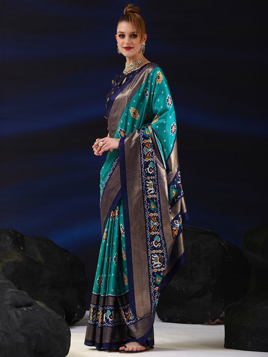 Saree Mall Women's Dola  Light Blue Printed Designer Saree With Blouse Piece-RAJWADI04B