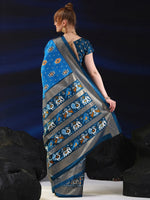 Saree Mall Women's Dola  Blue Printed Designer Saree With Blouse Piece-RAJWADI04E