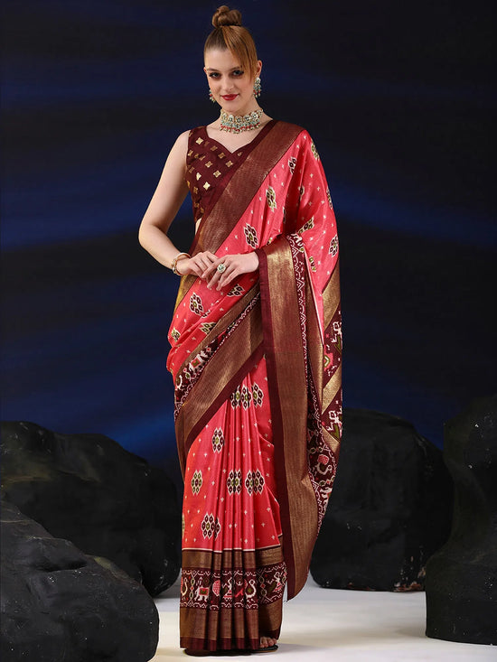 Saree Mall Women's Dola  Pink Printed Designer Saree With Blouse Piece-RAJWADI04G