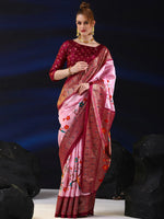 Saree Mall Women's Dola  Pink Printed Designer Saree With Blouse Piece-RAJWADI07D