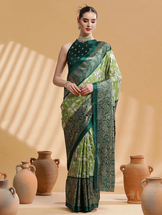 Saree Mall Women's Dola  Light Green Printed Designer Saree With Blouse Piece-RAJWADI08B