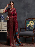 Saree Mall Women's Dola  Maroon Printed Designer Saree With Blouse Piece-RAJWADI12F