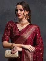 Saree Mall Women's Dola  Maroon Printed Designer Saree With Blouse Piece-RAJWADI12F