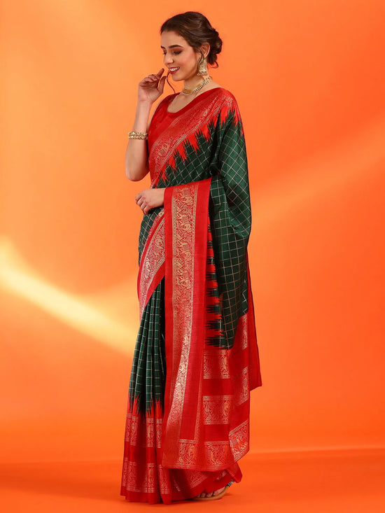 Saree Mall Women's Dola  Green Printed Designer Saree With Blouse Piece-RAJWADI16A