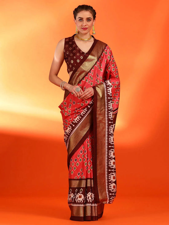 Saree Mall Women's Dola  Red Printed Designer Saree With Blouse Piece-RAJWADI20B