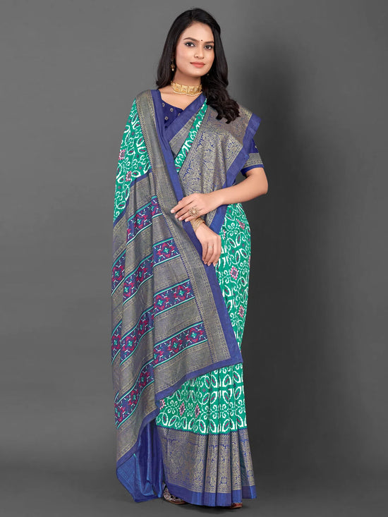 Saree Mall Women's Dola  Navy Blue Printed Designer Saree With Blouse Piece-RAJWADI35D