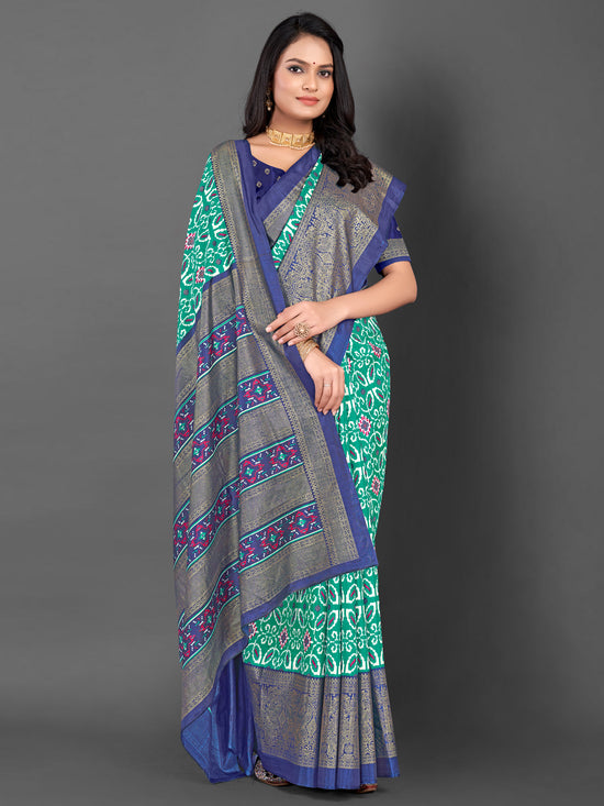 Saree Mall Women's Dola  Navy Blue Printed Designer Saree With Blouse Piece-RAJWADI35D