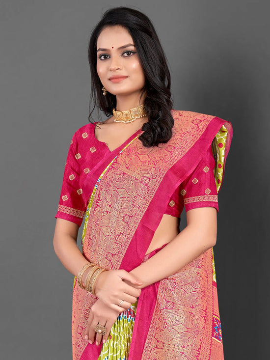 Saree Mall Women's Dola  Pink Printed Designer Saree With Blouse Piece-RAJWADI35F