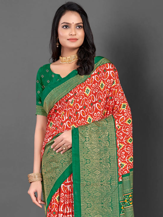 Saree Mall Women's Dola  Green Printed Designer Saree With Blouse Piece-RAJWADI35G