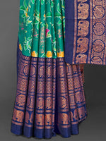 Saree Mall Women's Dola  Teal Blue Printed Designer Saree With Blouse Piece-RAJWADI36C