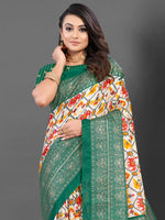 Saree Mall Women's Dola  White Printed Designer Saree With Blouse Piece-RAJWADI42D