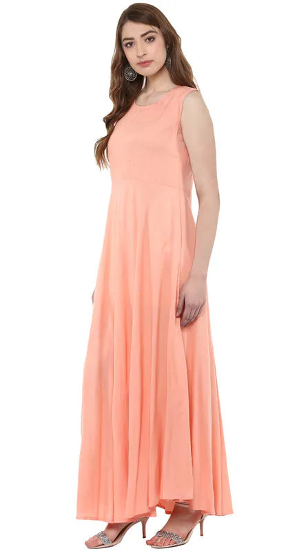 Aawari Rayon Plain Gown For Girls and Women Peach-AM086-Peach