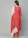 Women's Woven Design Cotton Blend Straight Kurta Pant Dupatta Set