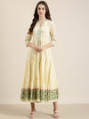 Women Mandarin Collar Solid Empire Cream Kurta-RF-2170-Cream