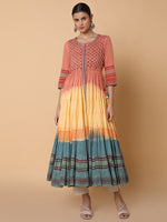 Women Floral Peach Anarkali Kurta-RF-672-Peach