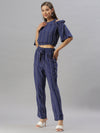 Women Striped Blue Co-Ords Set-RF-RS08-Blue