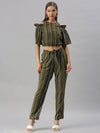 Women Striped Olive Co-Ords Set-RF-RS08-Olive