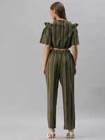 Women Striped Olive Co-Ords Set-RF-RS08-Olive