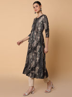 Women Abstract Black Anarkali Kurta-RJF-055-Black