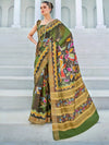 Saree Mall Women's Cotton Blend Green Printed Designer Saree With Blouse Piece-RJGHRNA106