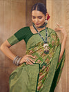 Saree Mall Women's  Blend Olive Woven Design Designer Saree With Blouse Piece-RNGRUTU1004