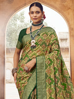 Saree Mall Women's  Blend Olive Woven Design Designer Saree With Blouse Piece-RNGRUTU1004