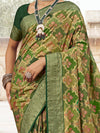 Saree Mall Women's  Blend Olive Woven Design Designer Saree With Blouse Piece-RNGRUTU1004