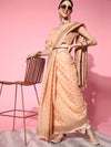 Saree Mall Women's Cotton Blend Cream Woven Design Celebrity Saree With Blouse Piece-3VMIKA3002