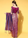 Saree Mall Women's  Blend Purple Woven Design Celebrity Saree With Blouse Piece-KNDIN145002