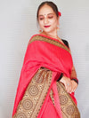 Saree Mall Women's Art  Red Printed Ready To Wear With Blouse Piece-RTWAPHA1036