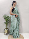 Saree Mall Women's Chiffon Green Printed Ready To Wear With Blouse Piece-RTWATRNG1302