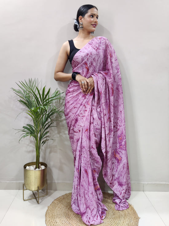 Saree Mall Women's Chiffon Mauve Printed Ready To Wear With Blouse Piece-RTWATRNG1303