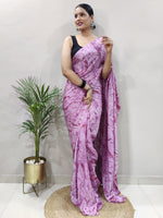 Saree Mall Women's Chiffon Mauve Printed Ready To Wear With Blouse Piece-RTWATRNG1303