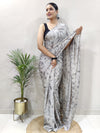 Saree Mall Women's Chiffon Grey Printed Ready To Wear With Blouse Piece-RTWATRNG1304