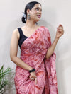 Saree Mall Women's Chiffon Pink Printed Ready To Wear With Blouse Piece-RTWATRNG1305