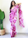 Saree Mall Women's Chiffon Magenta Printed Ready To Wear With Blouse Piece-RTWATRNG3305