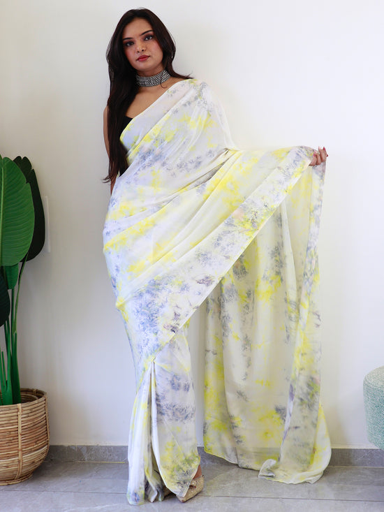 Saree Mall Women's Chiffon Off White Printed Ready To Wear With Blouse Piece-RTWATRNG3306