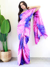 Saree Mall Women's Chiffon Pink Printed Ready To Wear With Blouse Piece-RTWATRNG3307