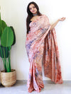 Saree Mall Women's Chiffon Peach Printed Ready To Wear With Blouse Piece-RTWATRNG3309