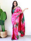 Saree Mall Women's Chiffon Pink Printed Ready To Wear With Blouse Piece-RTWATRNG3310