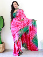 Saree Mall Women's Chiffon Pink Printed Ready To Wear With Blouse Piece-RTWATRNG3310