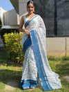 Saree Mall Women's Dola  White Printed Ready To Wear With Blouse Piece-RTWATRNG4001