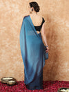 Saree Mall Women's Nylon Teal Blue Printed Ready To Wear With Blouse Piece-RTWATRNG9004